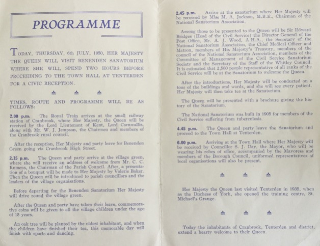 Souvenir Programme of Queens Visit 1950